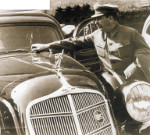 Joseph Stalin adjusting the windshield wiper of a ZIS-101 vehicle, 29 Apr 1936