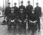 Officers of USS Marietta, 8 May 1914; note Lieutenant (jg) Richmond Turner in second row, third from left