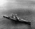 Large cruiser Alaska, photographed from the air, 8 Aug 1944