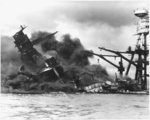 USS Arizona burning at Pearl Harbor, 7 Dec 1941, photo 5 of 5