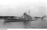 Battleship Bismarck in port at Blankenese, Hamburg, Germany, 1940-1941