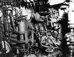 Control room of a Koryu type submarine, looking forward, Oct-Dec 1945, copied from the U.S. Naval Technical Mission to Japan Report S-01-7, Jan 1946, pg 117, fig 127; photo 3 of 3