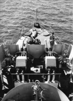 40mm Bofors mounts at the bow of French carrier La Fayette, 1962