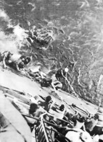 Survivors of USS Lexington rescued by a cruiser, Battle of Coral Sea, 8 May 1942