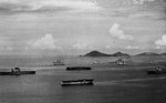 USS Lexington (left), USS Ranger (center), USS Langley (lower center), USS Saratoga (right), and other warships at anchor off Panama, 1936