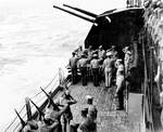 Burial at sea of Seaman Millard Ree Nieman who died of septicemia aboard USS North Carolina on 15 Feb 1944.