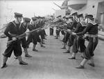 Sailors conducting bayonet drill aboard HMS Rodney, circa 1940