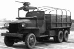 Studebaker US6 2 1/2-ton 6x6 transport truck, built to the same specifications as the GMC CCKW but in much fewer numbers, date unknown, photo 3 of 3; note open cab and optional gun ring mount
