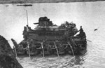 Type 89 I-Go medium tank being ferried acrossed a river, China, late 1930s
