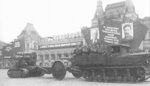 203 mm Howitzer M1931 gun on parade, Red Square, Moscow, Russia, circa 1940s