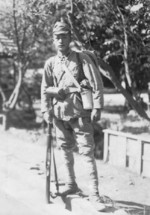 Japanese Army Private 2nd Class with a Type 38 rifle, circa 1940s