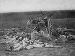 Battery C, 6th Field Artillery, US Army firing French-built 75mm field gun 