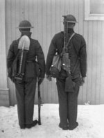 Norwegian Army two-man Madsen light machine gun crew, 1928