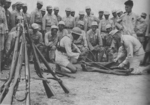 Chinese officers receiving instruction in bulding rafts for personal equipment in the sniper course at the Infantry Training Center, Guilin, Guangxi, China, Jun 1944; note Zhongzheng Type rifles