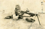 Japanese soldier with Type 11 machine gun, circa 1940s