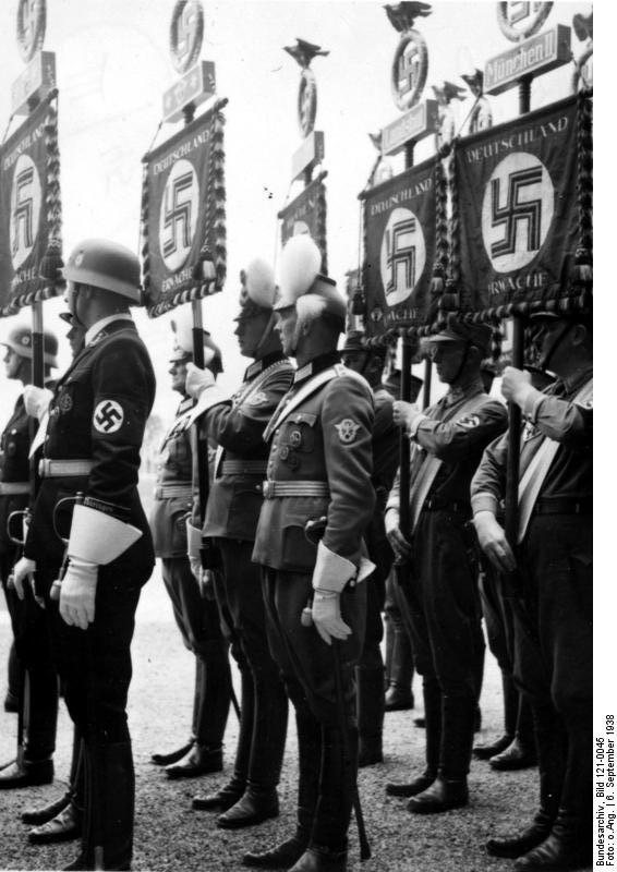 Nazi Party members in formation during a party rally, Nürnberg, Germany, 6 Sep 1938