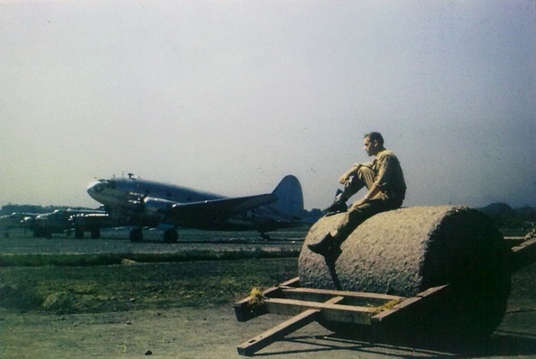 William Dibble at Chongqing airfield, China, circa 1944