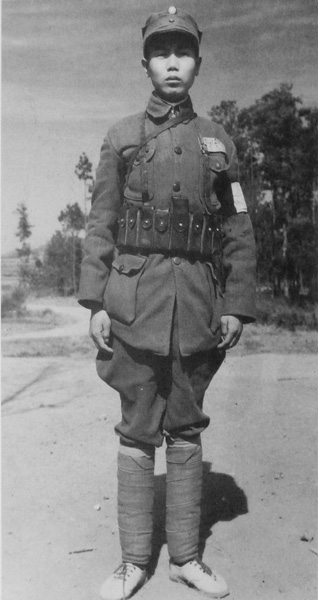 Chinese soldier at an American airfield in China, 1940s