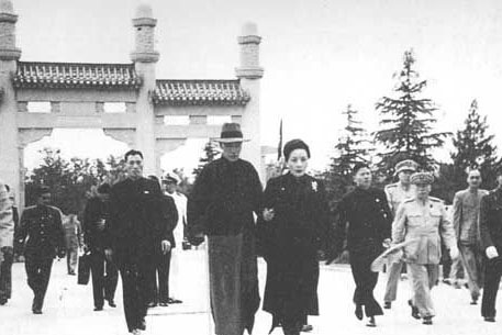 Chiang Kaishek and Song Meiling at the Sun Yat-sen Mausoleum, Nanjing, China, 1948