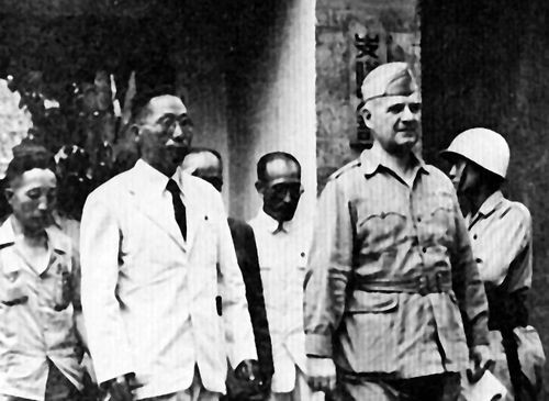 Kim Gu and William Donovan, Xi'an, Shaanxi Province, China, 7 Aug 1945