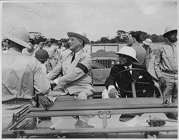 US President Franklin Roosevelt and Liberian President Edwin Barclay, 27 Jan 1943