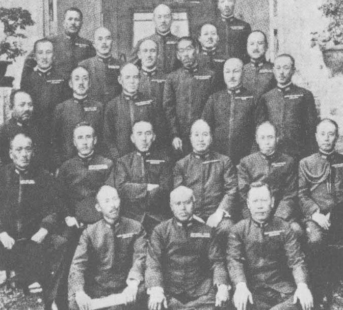 Captain Isoroku Yamamoto (2nd row, 2nd from right) with ex-classmates of Naval Academy at Etajima, circa mid- to late-1920s