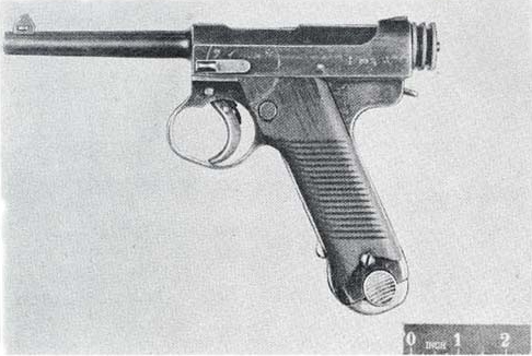 Nambu Type 14 pistol as seen in figure 1 of US Army Medical Department publication 'Wound Ballistics', 1962