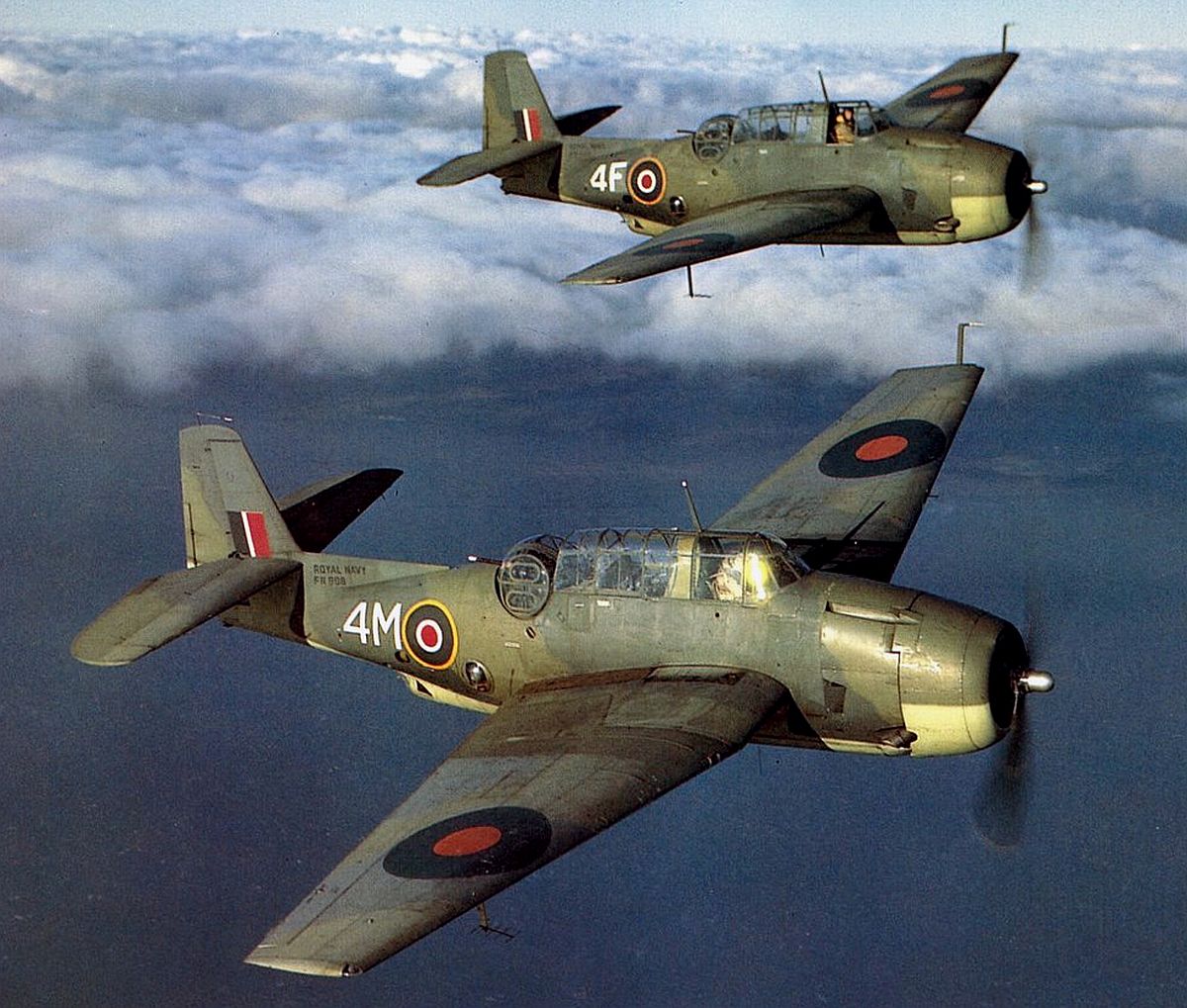 Two TBM-1 Avengers sent to Britain under Lend Lease to become Tarpons of the Royal Navy’s Fleet Air Arm.