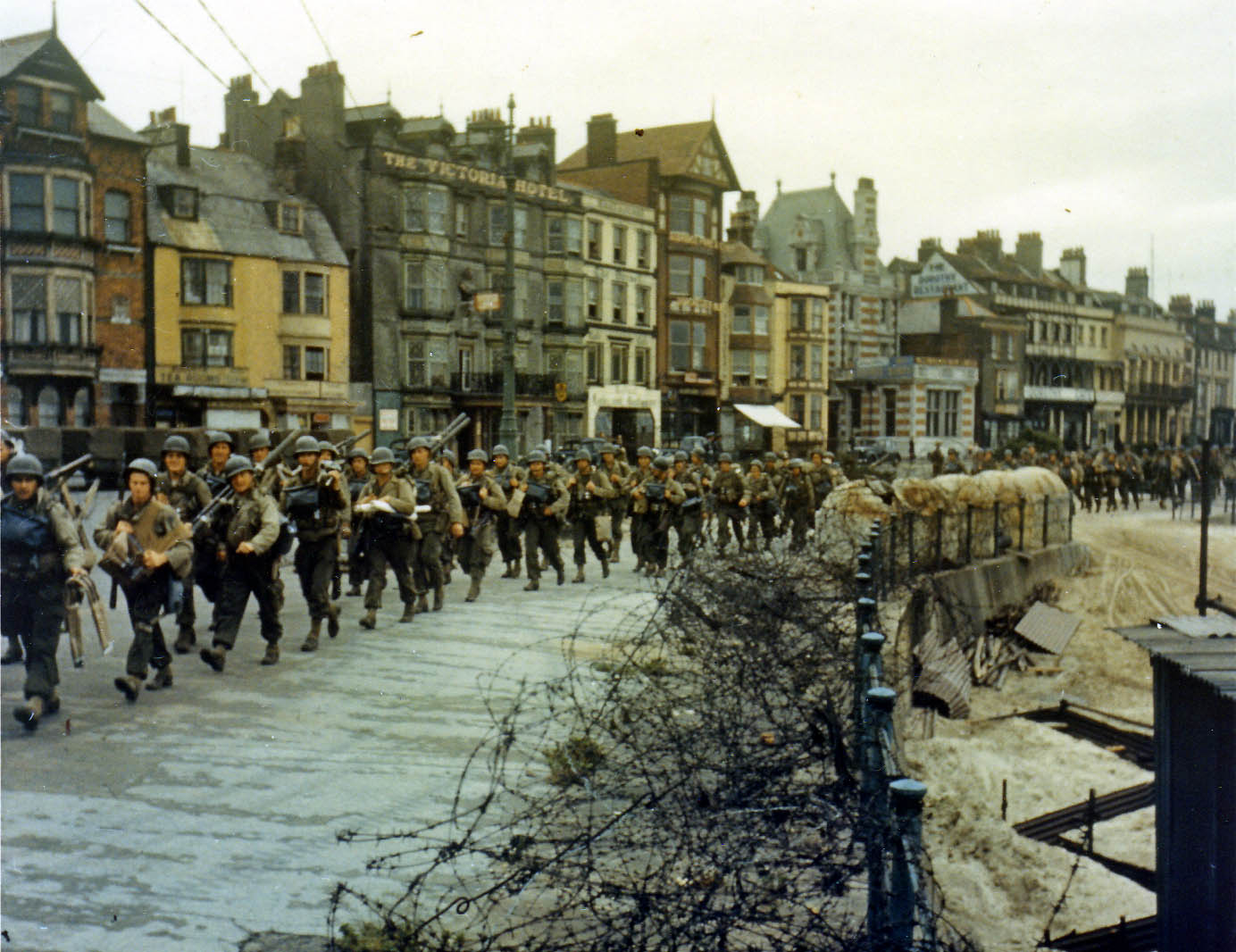 US troops ready to board landing ships at Weymouth, Dorset for the Normandy Invasion, May-June 1944. Photo 3 of 3.