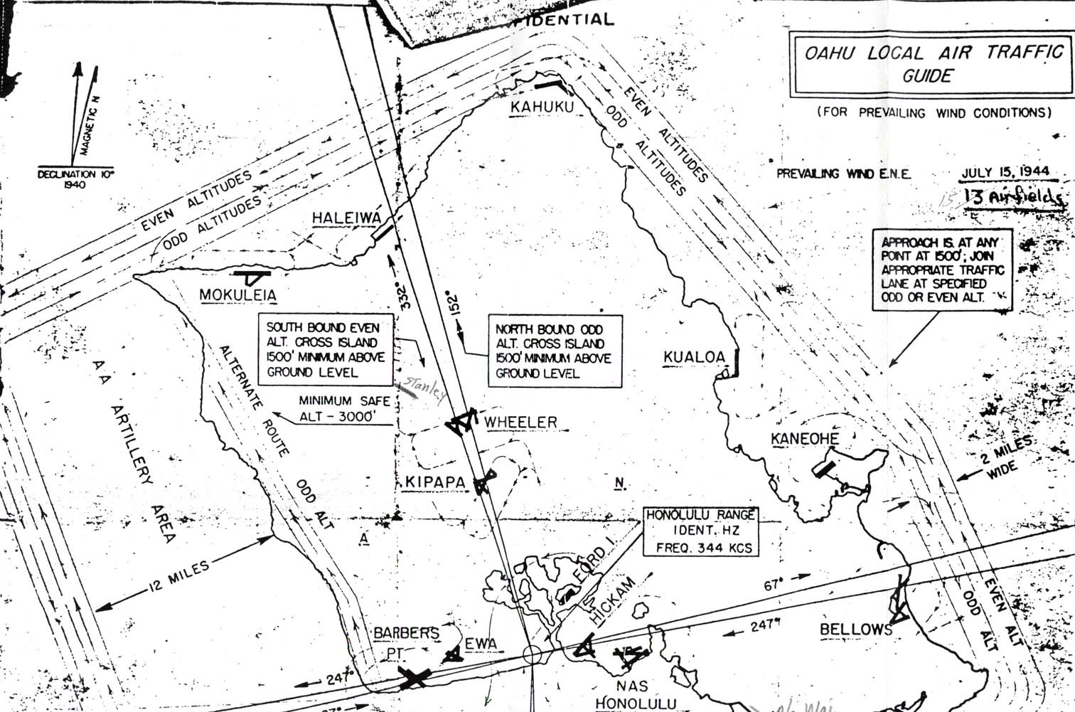 Oahu Air Traffic Plan, Jul 15, 1944.