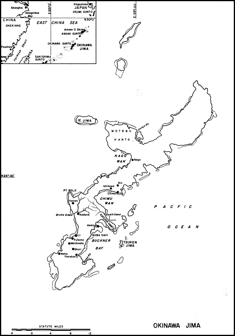 Map of Okinawa, Japan