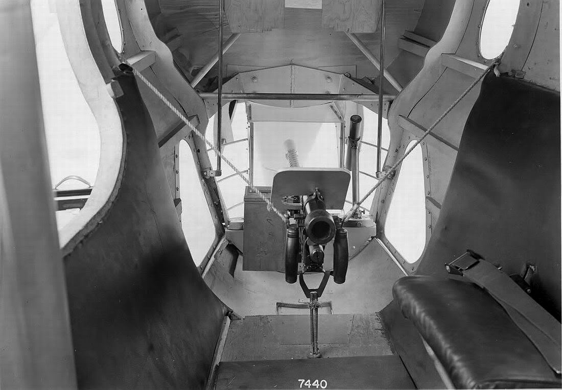 Interior view of the ventral gun position of a TBM Avenger, 1942