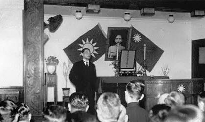 Wang Jingwei speaking on the National Day holiday, China, 10 Oct 1943
