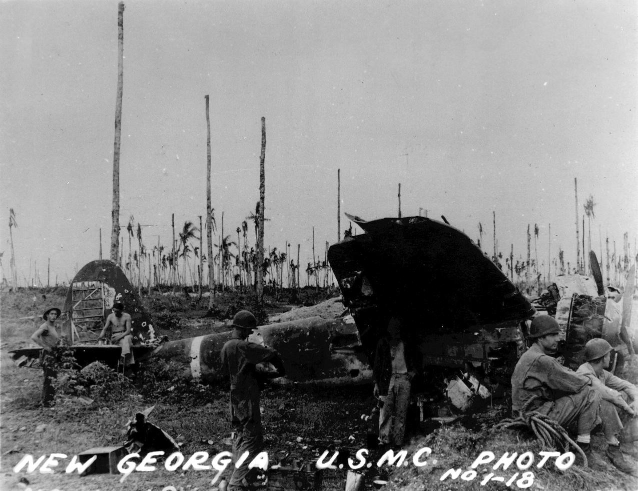 Wrecked aircraft, New Georgia, 1943