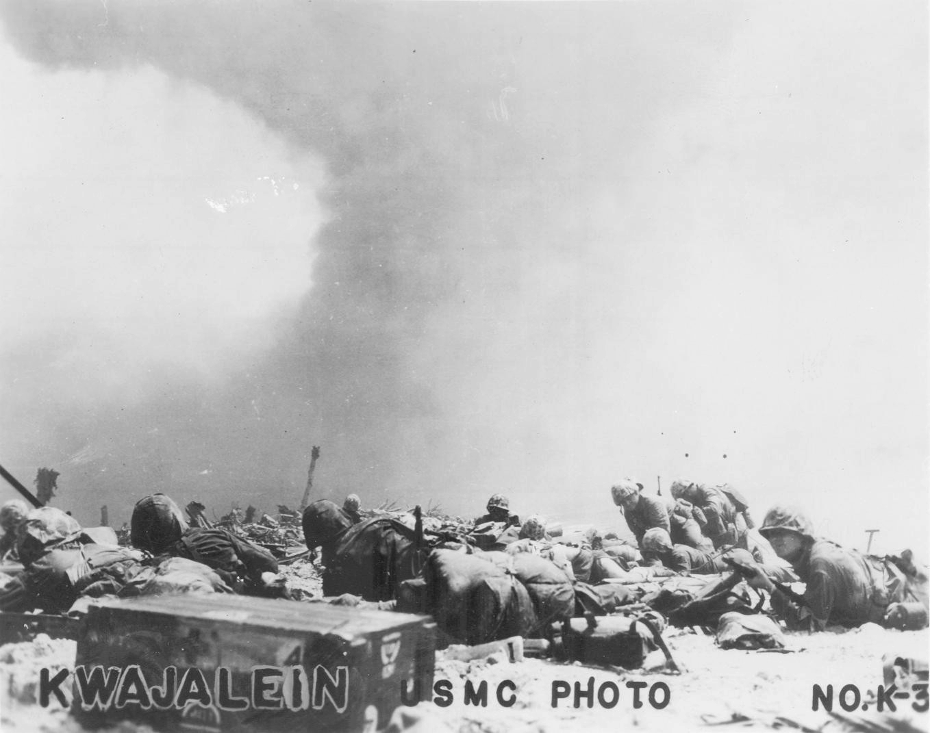 US Marines fighting on Kwajalein, Marshall Islands, Jan-Feb 1944