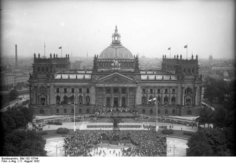 Reichstag building, constitution celebration, Berlin, Germany, 11 Aug 1932