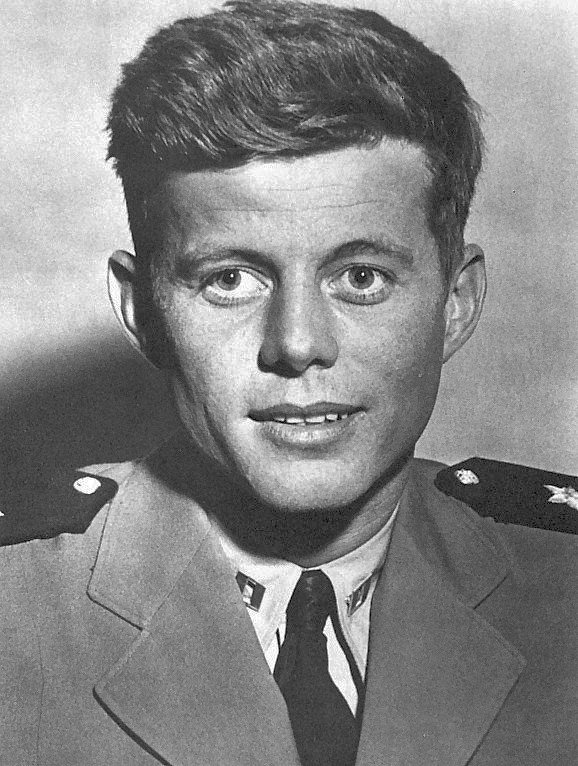Lieutenant John F. Kennedy after his assignments on PT Boats and his return to the United States, Jan 1944. Note the amblyopia in his right eye that prevented him from being a pilot like his brother, Joe.