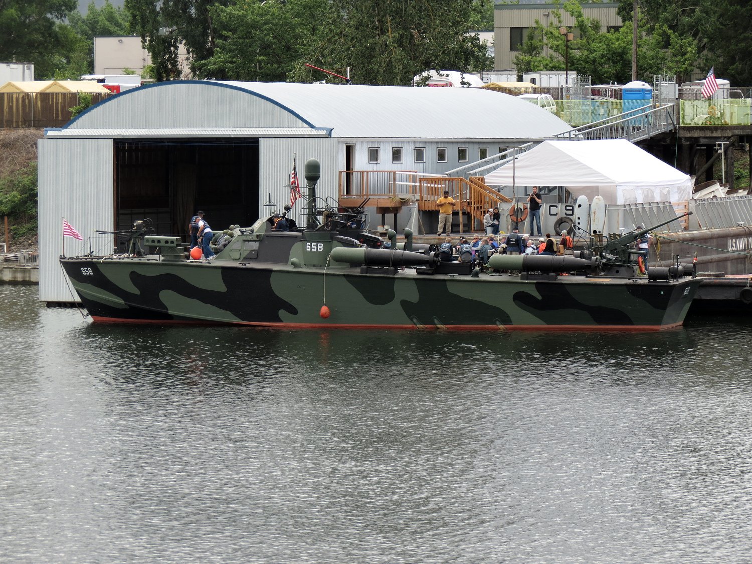 The former PT-658, a 78-foot Higgins boat, restored to factory fresh status by 'Save the PT Boat, Inc.' of Portland, Oregon, United States. 29 Jun 2014 photo.