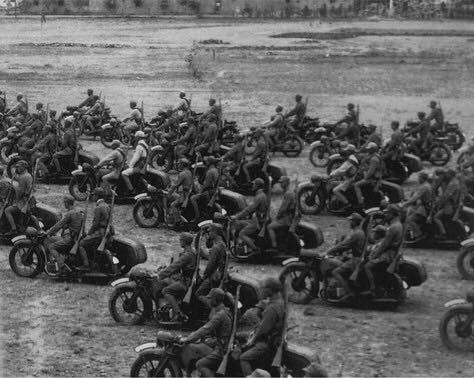 K800 motorcycles of Chinese Army still-in-training Armored Regiment, Nanjing, China, circa 1937