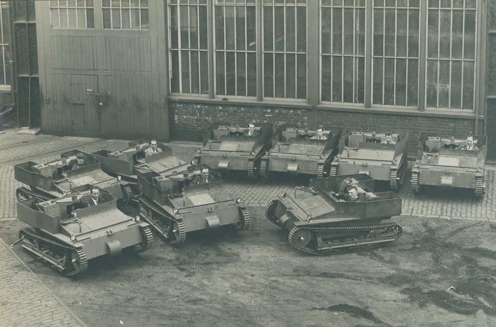 Carden Loyd tankettes at Elswick Works, Newcastle upon Tyne, England, United Kingdom, circa 1930