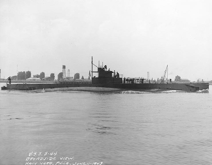USS S-44 off Philadelphia Navy Yard, Pennsylvania, United States, 11 Jun 1943