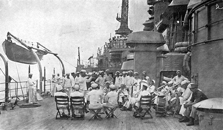 Band concert on USS New Mexico's quarterdeck, 1919