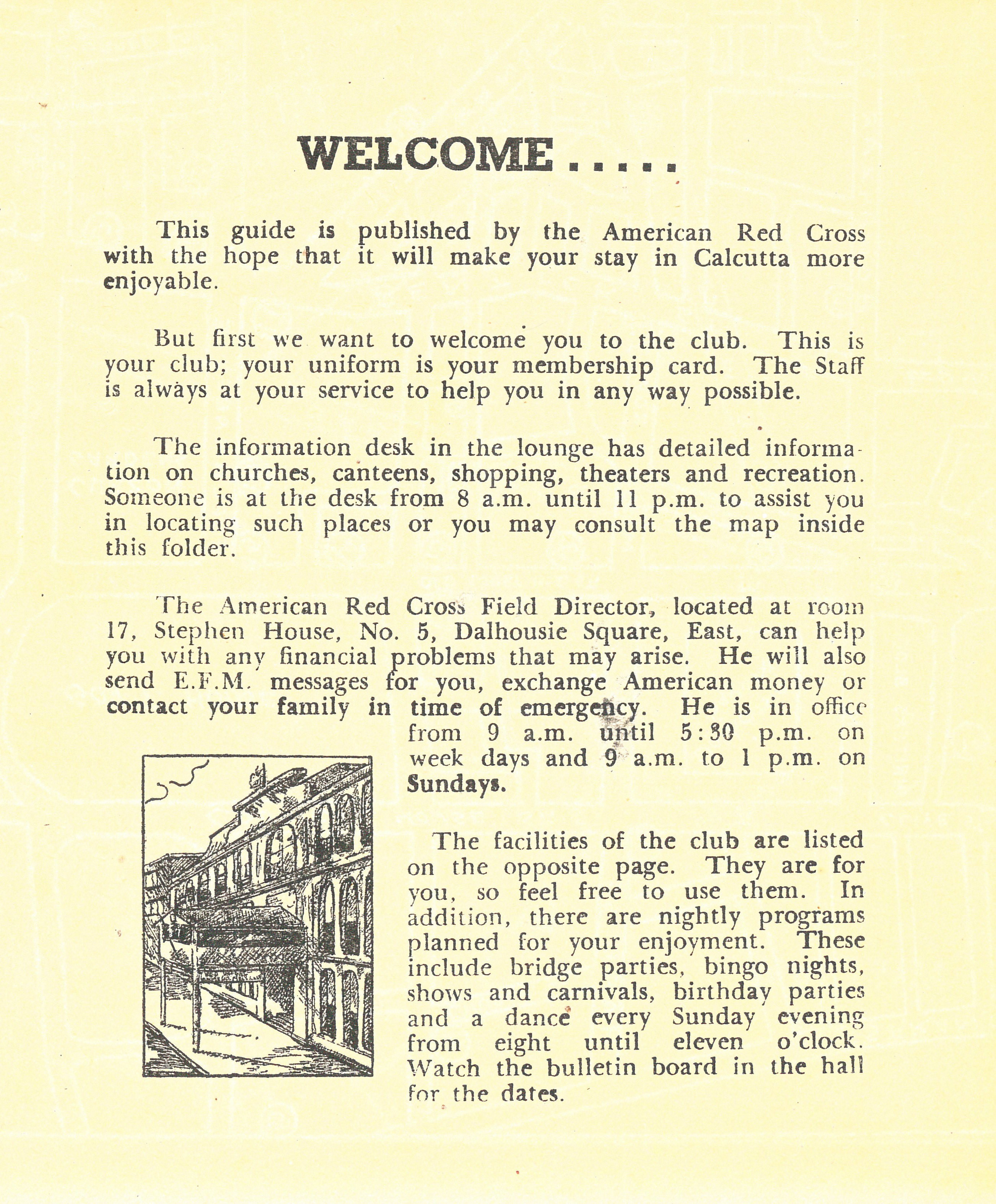 American Red Cross pamphlet 'Guide to Calcutta', May 1944, page 2 of 5