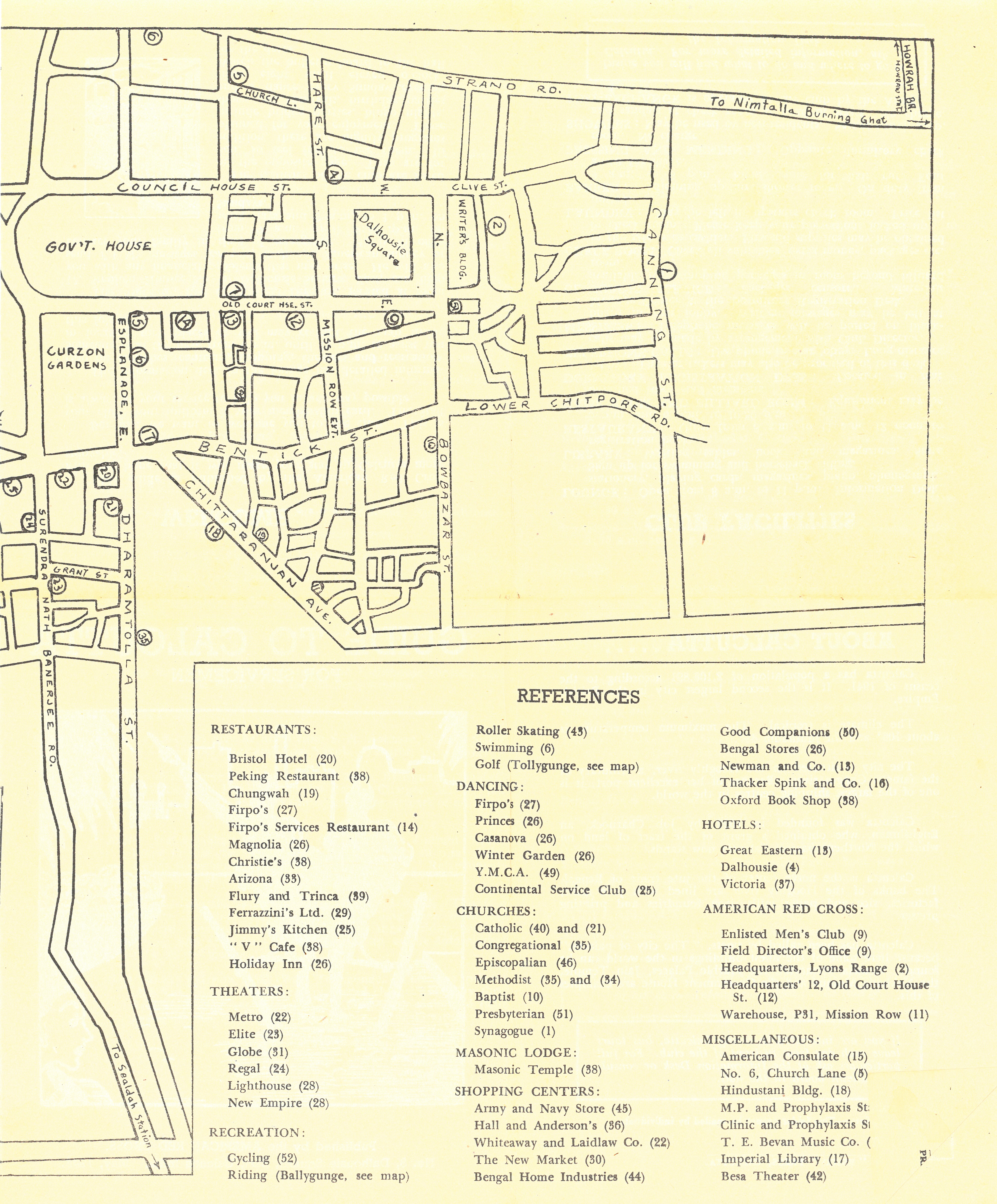 American Red Cross pamphlet 'Guide to Calcutta', May 1944, map 2 of 2