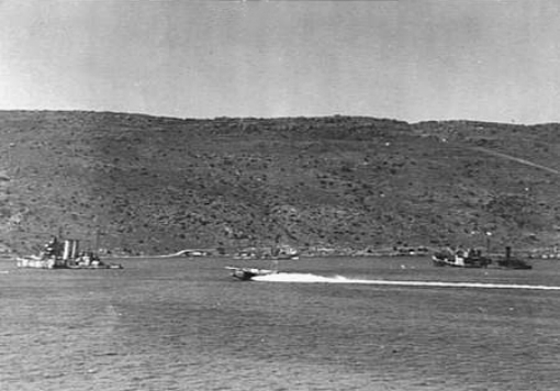 HMS York and tanker Pericles damaged at Suda Bay, Crete, Greece, late Mar-early Apr 1941