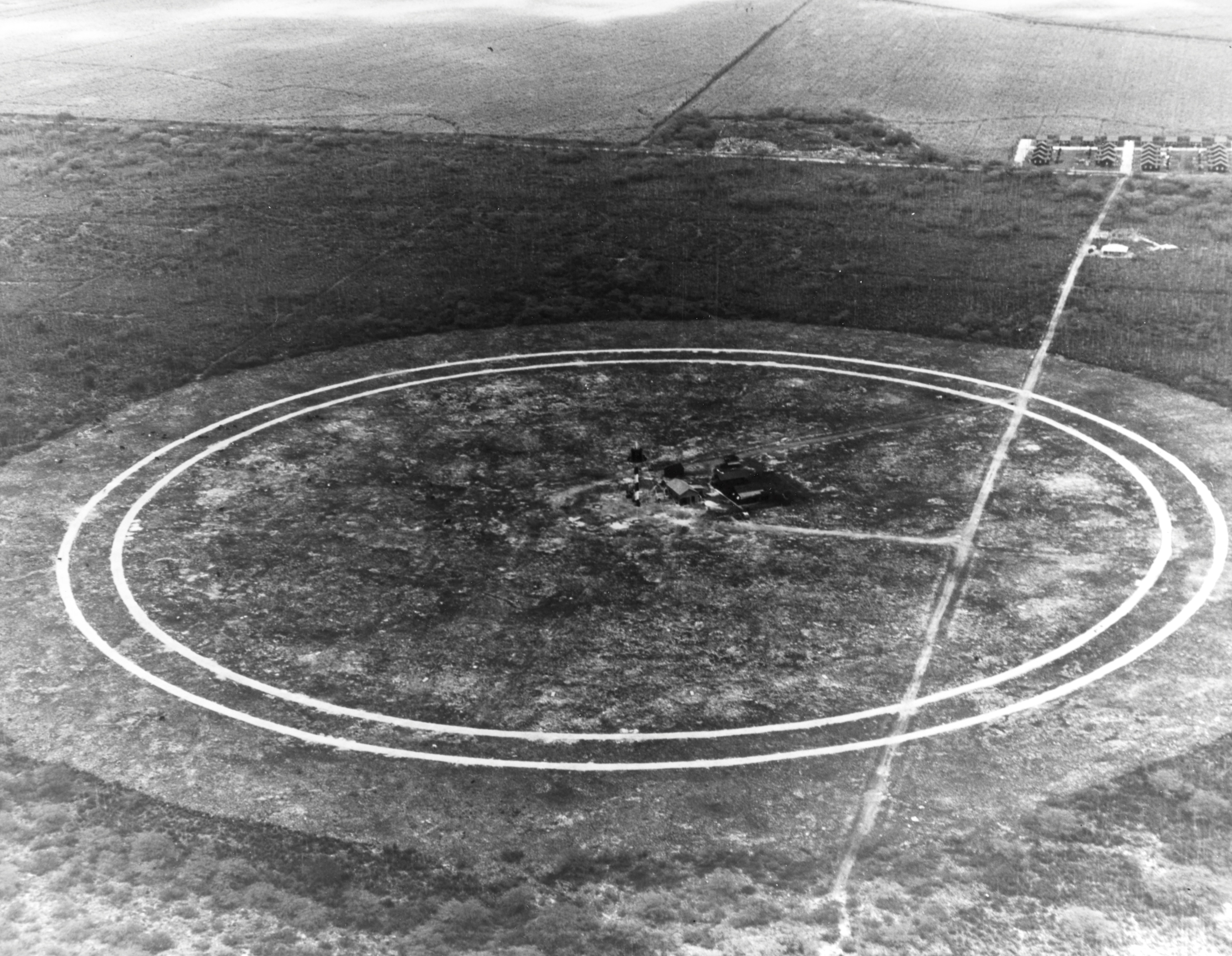 Aerial view of the Ewa airship landing area after the mooring mast had been shortened to 50-ft., 24 Mar 1932.