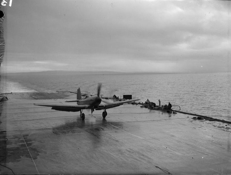Firebrand IV aircraft aboard HMS Illustrious on the Clyde, Scotland, United Kingdom, 8-9 Feb 1943, photo 6 of 10