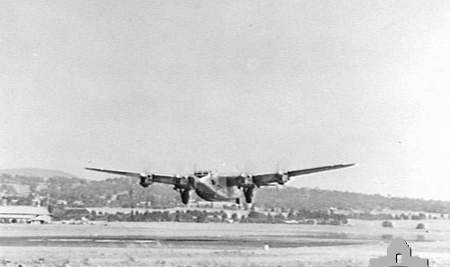 Avro York aircraft 'Endeavour' taking off from RAAF Base Fairbairn with Prince Henry, Duke of Gloucester aboard, Canberra, Australia, 11 Jan 1947