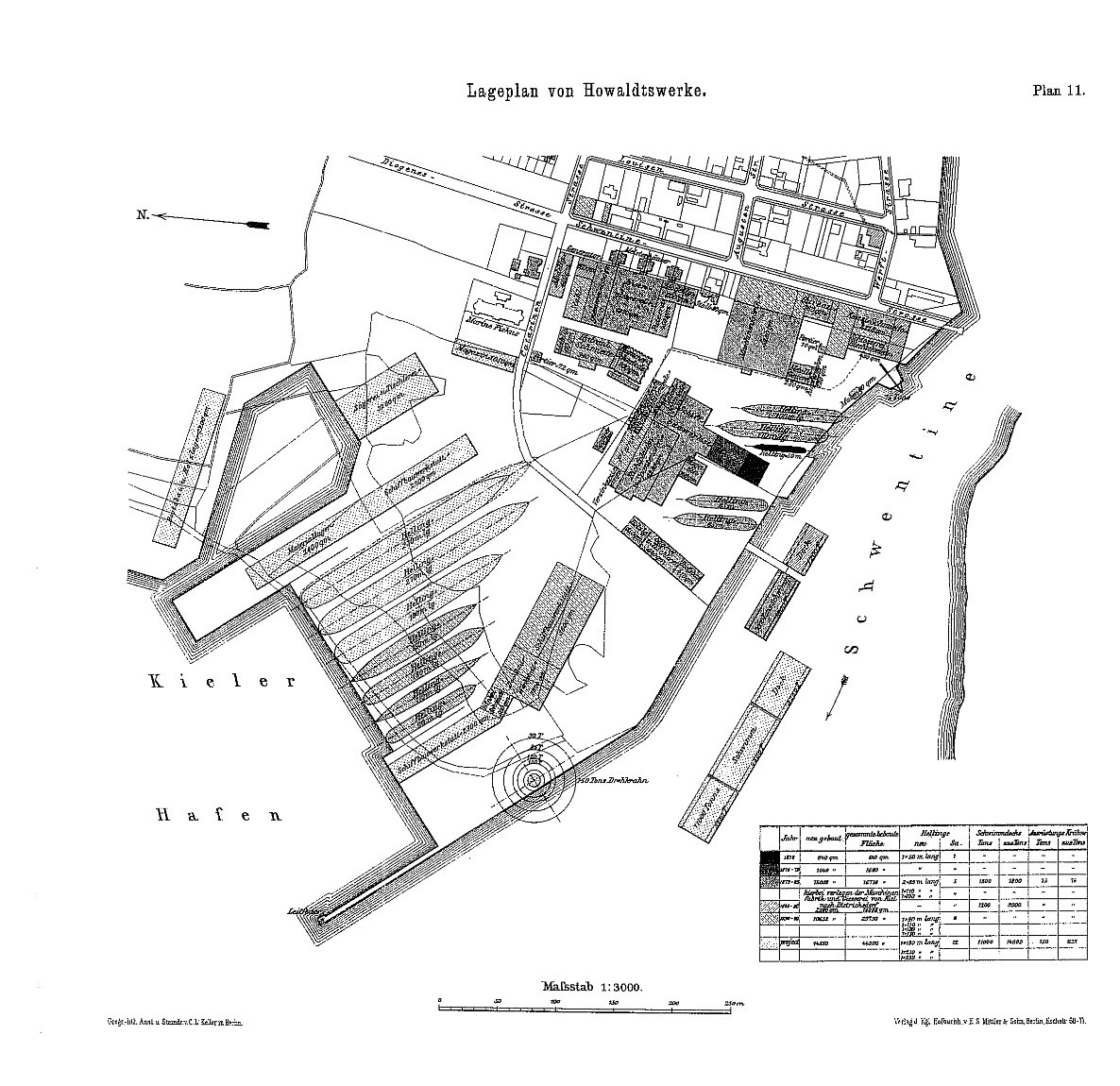 Plan of Howaldtswerke Kiel shipyard, 1878