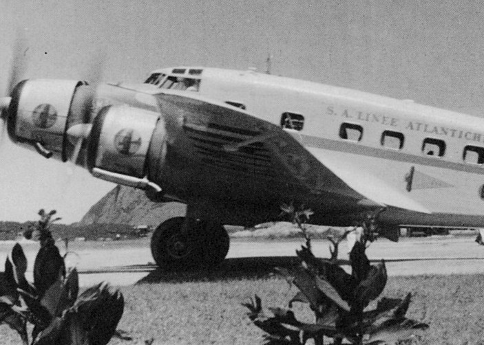 Italian built passenger airliner based on the SM.79 model with the German owned Scadta Airline based in Columbia during a stop at Borinquen Field, Puerto Rico, 1939.